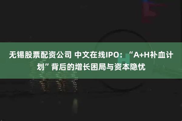 无锡股票配资公司 中文在线IPO：“A+H补血计划”背后的增长困局与资本隐忧